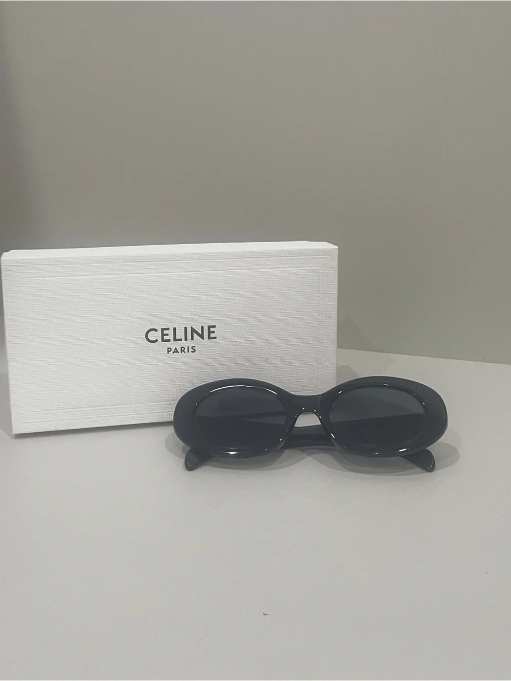 Celine Black Oval Sunglasses with Dark Lenses